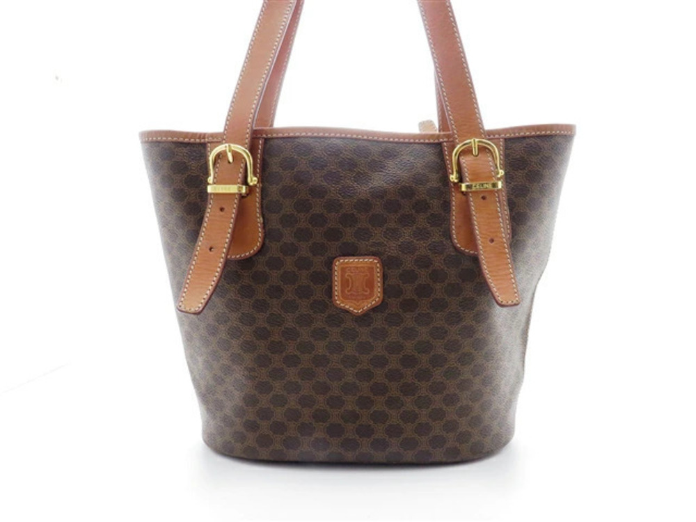 Celine Macadam Handbag Brown Dark Calfskin